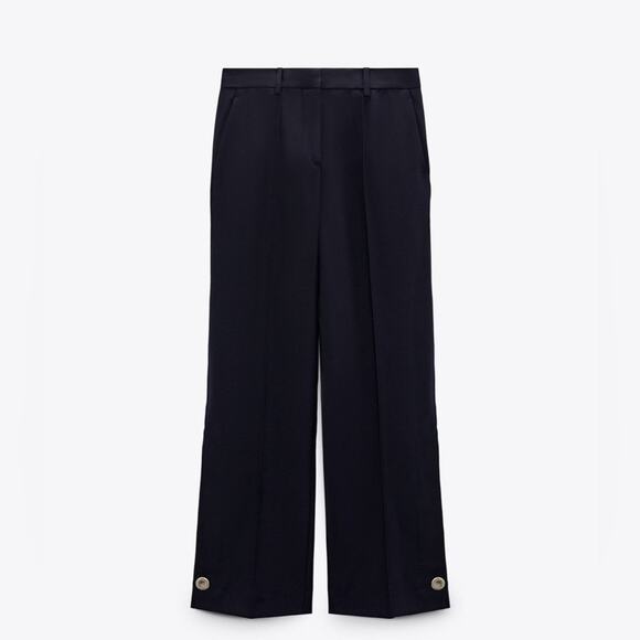 ZARA CROPPED TROUSERS WITH BUTTON PANTS - Picture 5 of 7